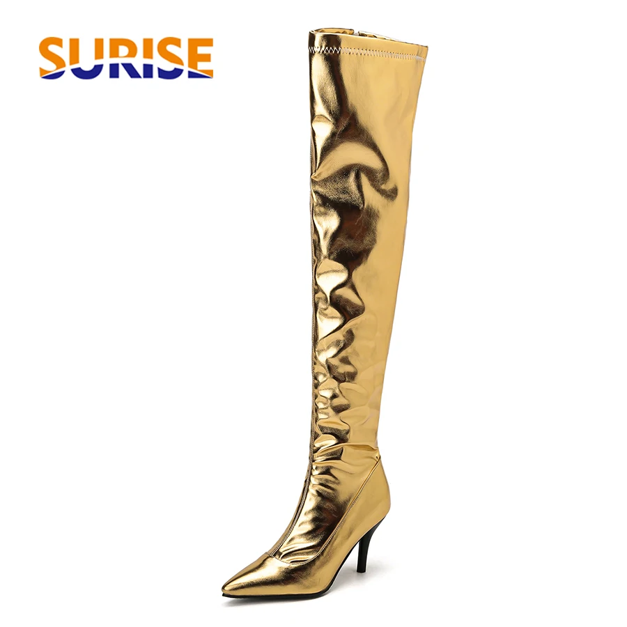 Women Thigh High Boots Silver  - огляд і ціна Riding Boot Short